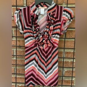 Vibrant Chevron Ruffle Blouse